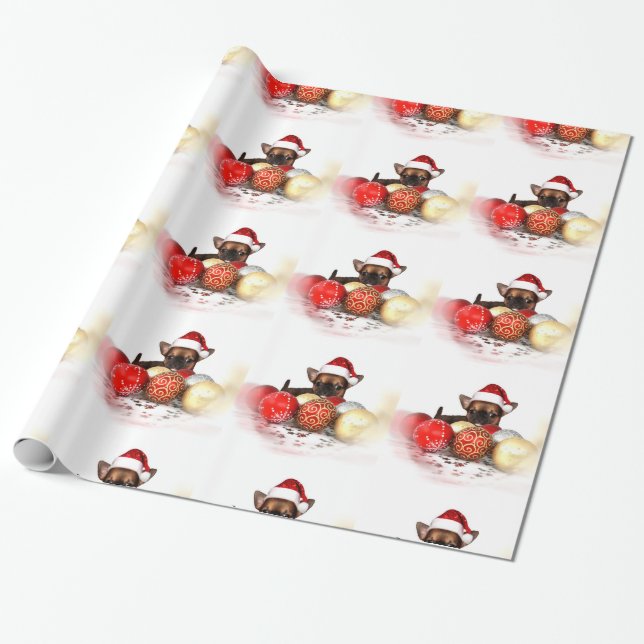 Papier Cadeau Papier d'emballage de chien de chiwawa de Noël (Déroulé)