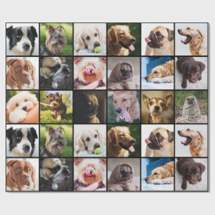 Papier Cadeau Papier d'emballage de chiens de collage mignon et