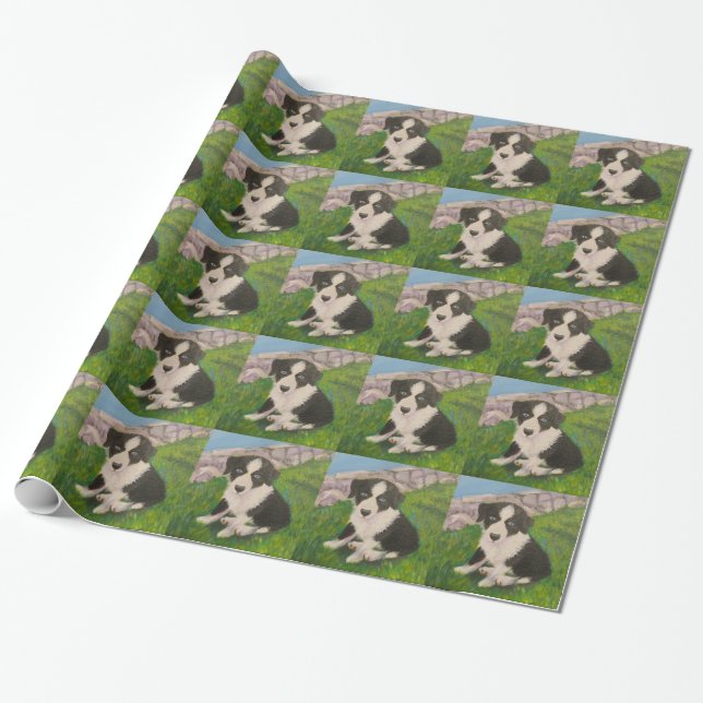 Papier Cadeau Papier d'emballage de chiot (Déroulé)