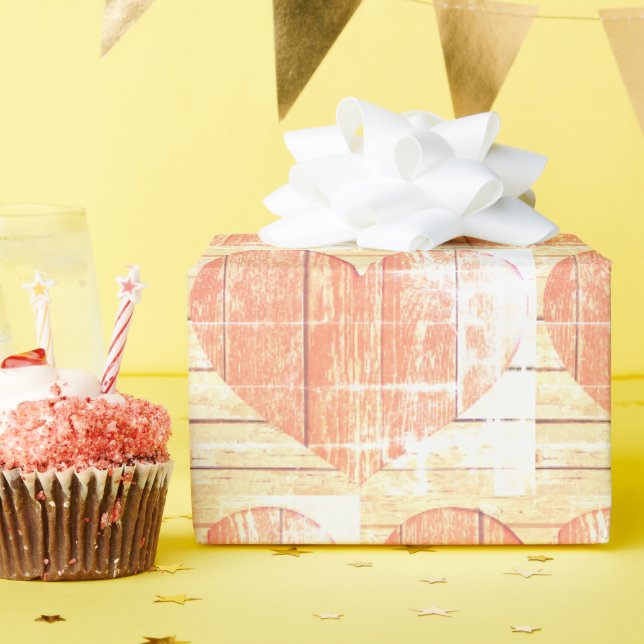 Papier Cadeau papier d'emballage de coeur rustique moderne (Fête d'anniversaire)