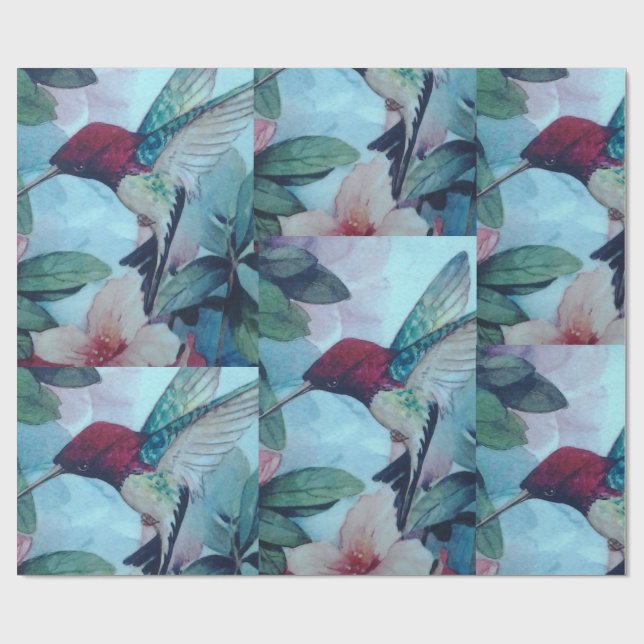 Papier Cadeau Papier d'emballage de colibri (Plat)