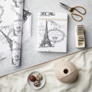 Papier Cadeau Papier d'emballage de collage Eiffel tour