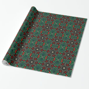 Papier Cadeau Papier d'emballage de conception verte rouge de