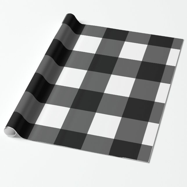 Papier Cadeau Papier d'emballage de contrôle noir et blanc de (Déroulé)