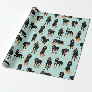Papier Cadeau Papier d'emballage de Coonhound noir et bronzage