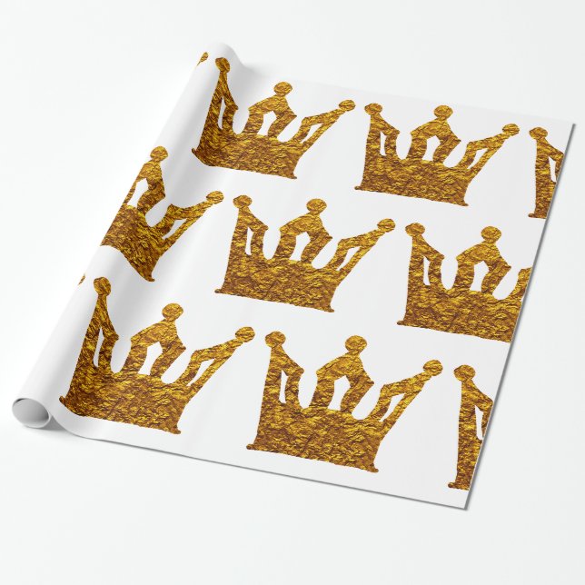 Papier Cadeau Papier d'emballage de couronne d'or (Déroulé)