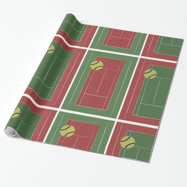 Papier Cadeau Papier d'emballage de courts de tennis (Déroulé)