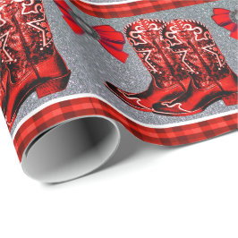 Papier Cadeau Papier d'emballage de cowboy de plaid rouge