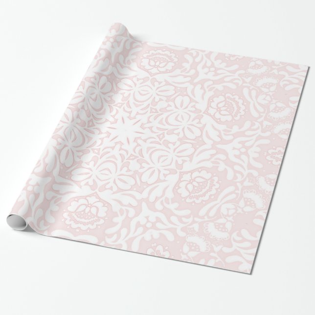 Papier Cadeau Papier d'emballage de dentelle florale rose (Déroulé)