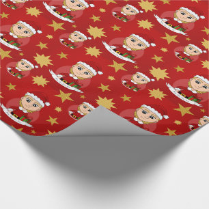 Papier Cadeau Papier d'emballage de dessin animé de Noël personn