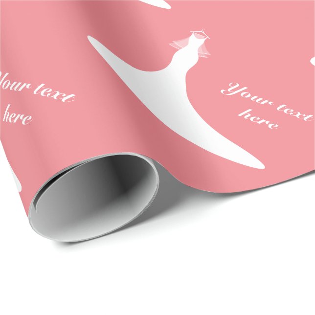 Papier Cadeau Papier d'emballage de douche nuptiale rose de (Coin rond)