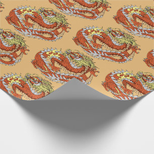 Papier Cadeau Papier d'emballage de dragon chinois