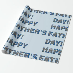 Papier Cadeau Papier d'emballage de fête des pères heureuse