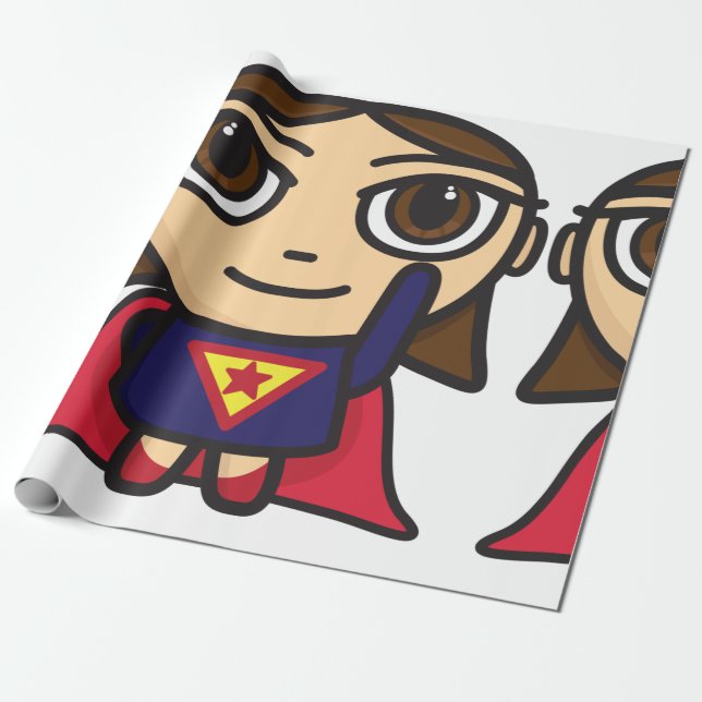 Papier Cadeau Papier d'emballage de fille de super héros (Déroulé)