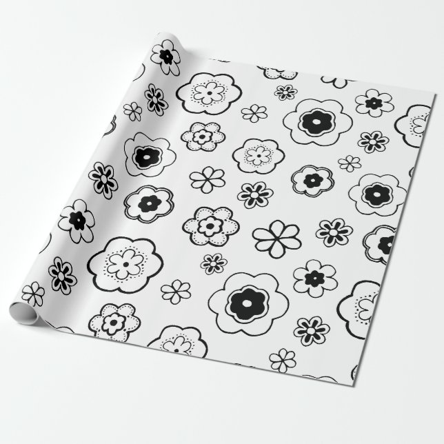 Papier Cadeau papier d'emballage de fleurs de dessin animé (Déroulé)
