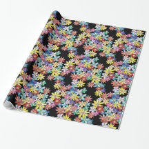 Papier d'emballage de fleurs de griffonnage