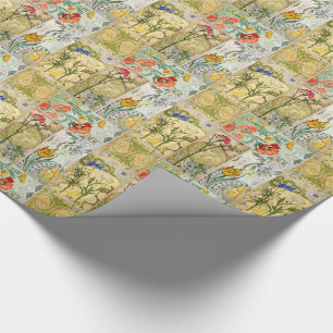 Papier Cadeau Papier d'emballage de fleurs françaises de pavot