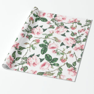 Papier Cadeau Papier d'emballage de fleurs roses