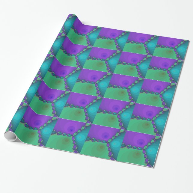 Papier Cadeau Papier d'emballage de fractale pourpre de vert (Déroulé)