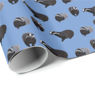 Papier Cadeau Papier d'emballage de frénésie de blaireau (bleu)