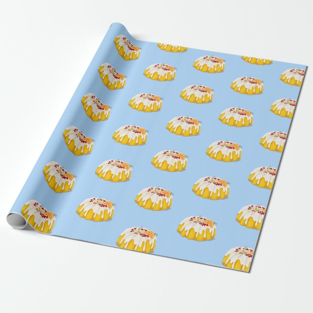 Papier Cadeau Papier d'emballage de gâteau de Noël bundt  (Déroulé)
