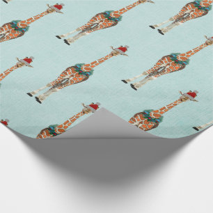 Papier Cadeau Papier d'emballage de GIRAFE DE FÊTE
