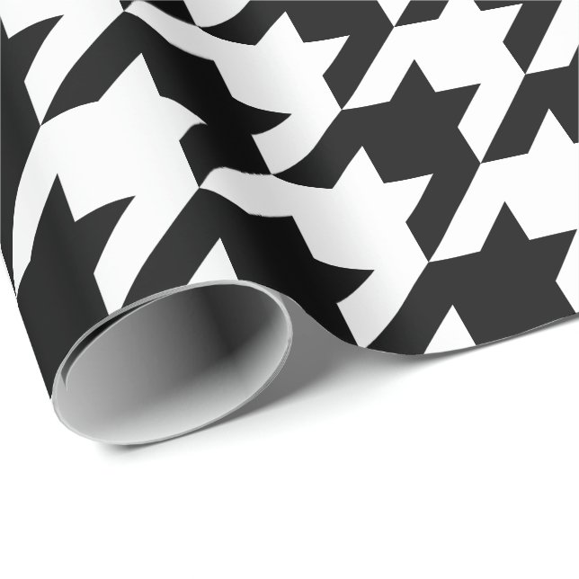 Papier Cadeau Papier d'emballage de grand pied-de-poule noir et (Coin rond)