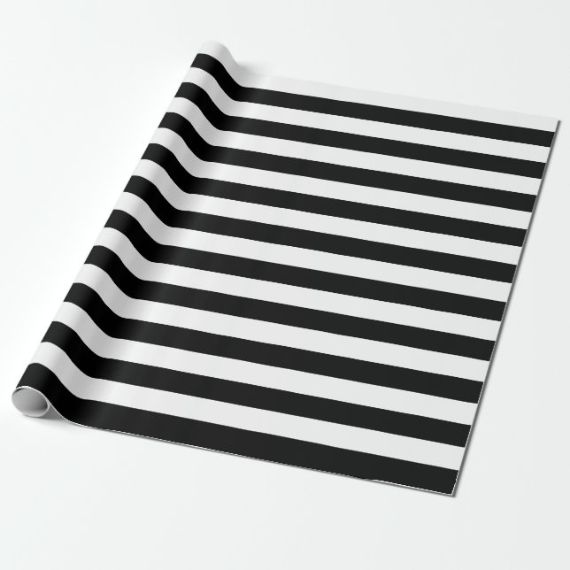 Papier Cadeau Papier d'emballage de grandes rayures noires et (Déroulé)