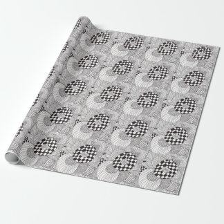 Papier Cadeau Papier d'emballage de griffonnage abstrait noir et