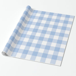 Papier Cadeau Papier d'emballage de guingan bleu-clair et blanc