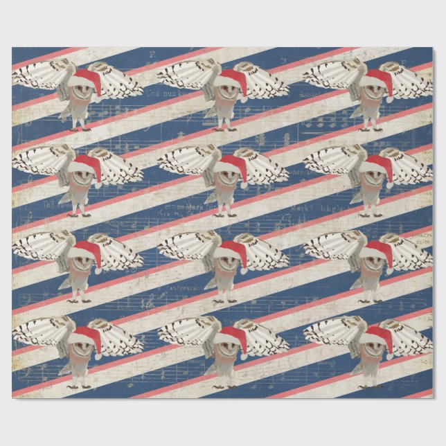 Papier Cadeau Papier d'emballage de HIBOU de NOËL (Plat)