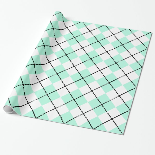 Papier Cadeau Papier d'emballage de Jacquard de menthe (Déroulé)