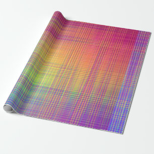 Papier Cadeau Papier d'emballage de joli plaid d'arc-en-ciel