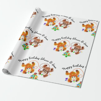 Papier Cadeau Papier d'emballage de jumeaux d'anniversaire