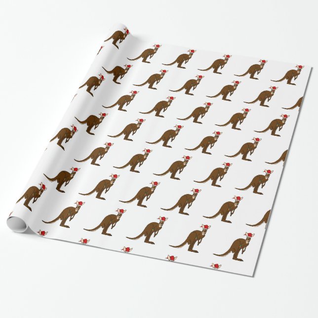 Papier Cadeau Papier d'emballage de kangourou de Noël (Déroulé)