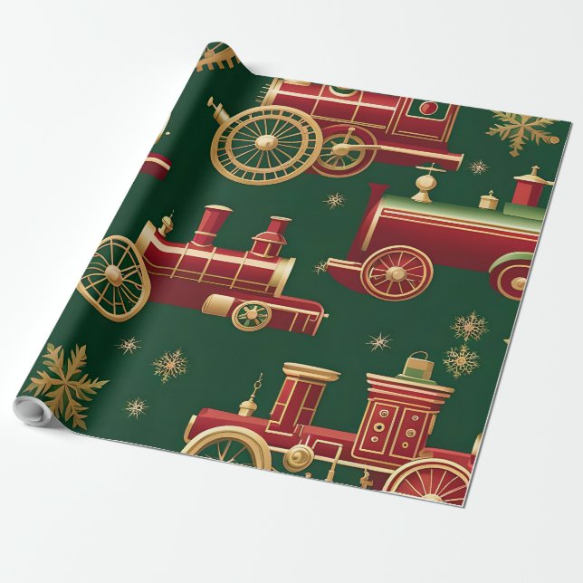 Papier Cadeau papier d'emballage de la locomotive steampunk de n (Déroulé)