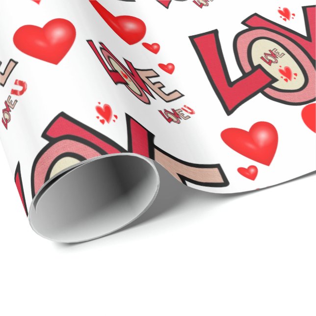 Papier Cadeau Papier d'emballage de la Saint-Valentin (Coin rond)