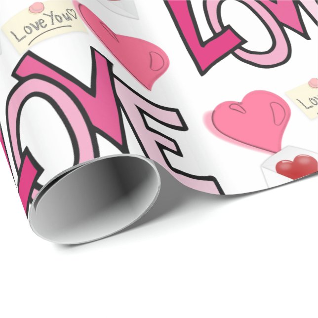 Papier Cadeau Papier d'emballage de la Saint-Valentin (Coin rond)