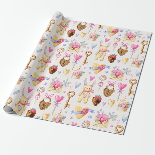 Papier Cadeau Papier d'emballage de la Saint-Valentin (Déroulé)
