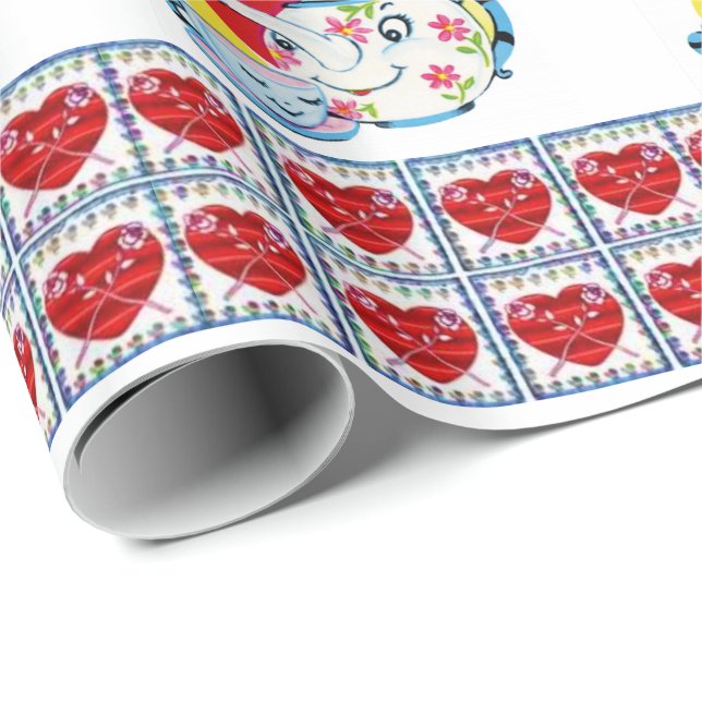 Papier Cadeau Papier d'emballage de la Saint-Valentin (Coin rond)