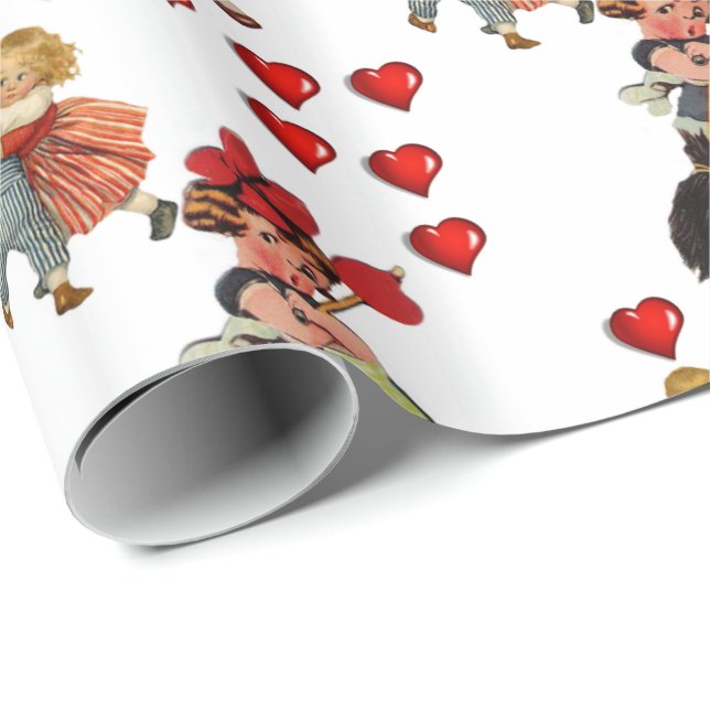 Papier Cadeau Papier d'emballage de la Saint-Valentin (Coin rond)