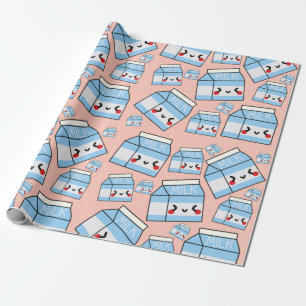 Papier Cadeau Papier d'emballage de lait mignon de Kawaii