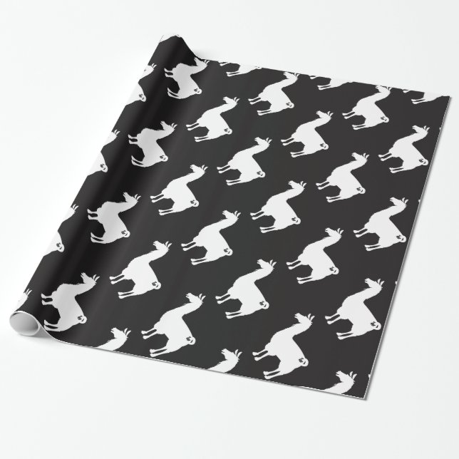 Papier Cadeau Papier d'emballage de lama blanc (Déroulé)