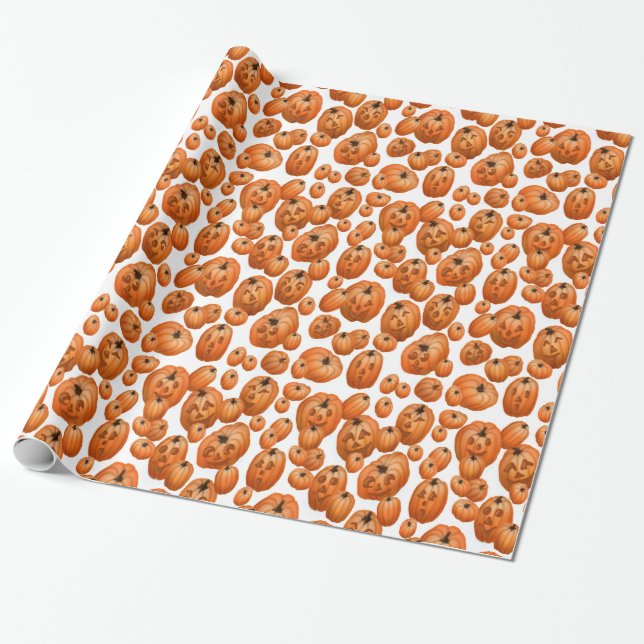 Papier Cadeau Papier d'emballage de lanterne de Halloween Jack O (Déroulé)