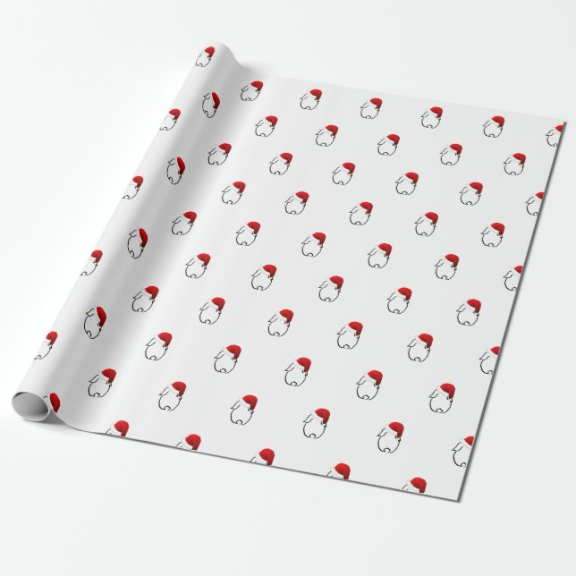 Papier Cadeau Papier d'emballage de lapin de Père Noël (Déroulé)