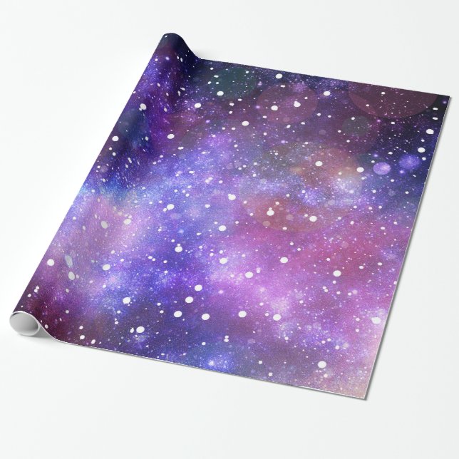 Papier Cadeau Papier d'emballage de l'espace et d'étoiles (Déroulé)