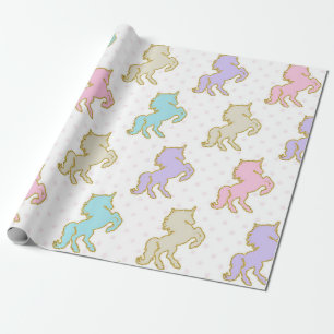 Papier Cadeau Papier d'emballage de licorne en pastel