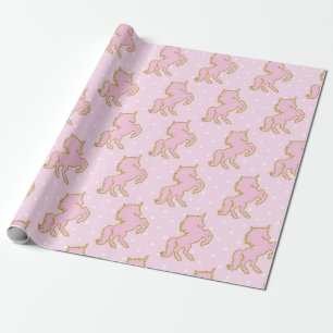 Papier Cadeau Papier d'emballage de licornes assez roses