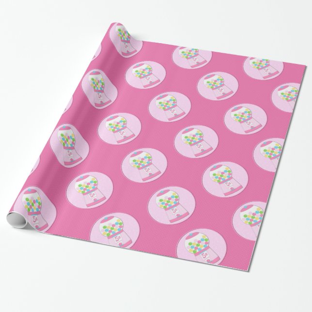 Papier Cadeau Papier d'emballage de machine rose de Bubblegum (Déroulé)