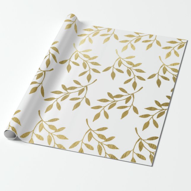 Papier Cadeau Papier d'emballage de mariage à feuilles botanique (Déroulé)
